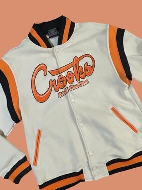 Crooks and castles beige/orange varsity jacket